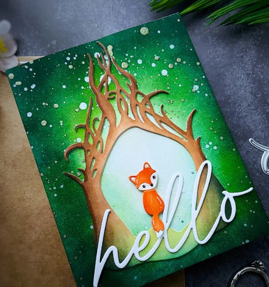 Liquid Forest Green Paper Splatter
