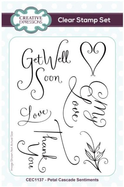 Petal Cascade Sentiments Clear Stamp Set